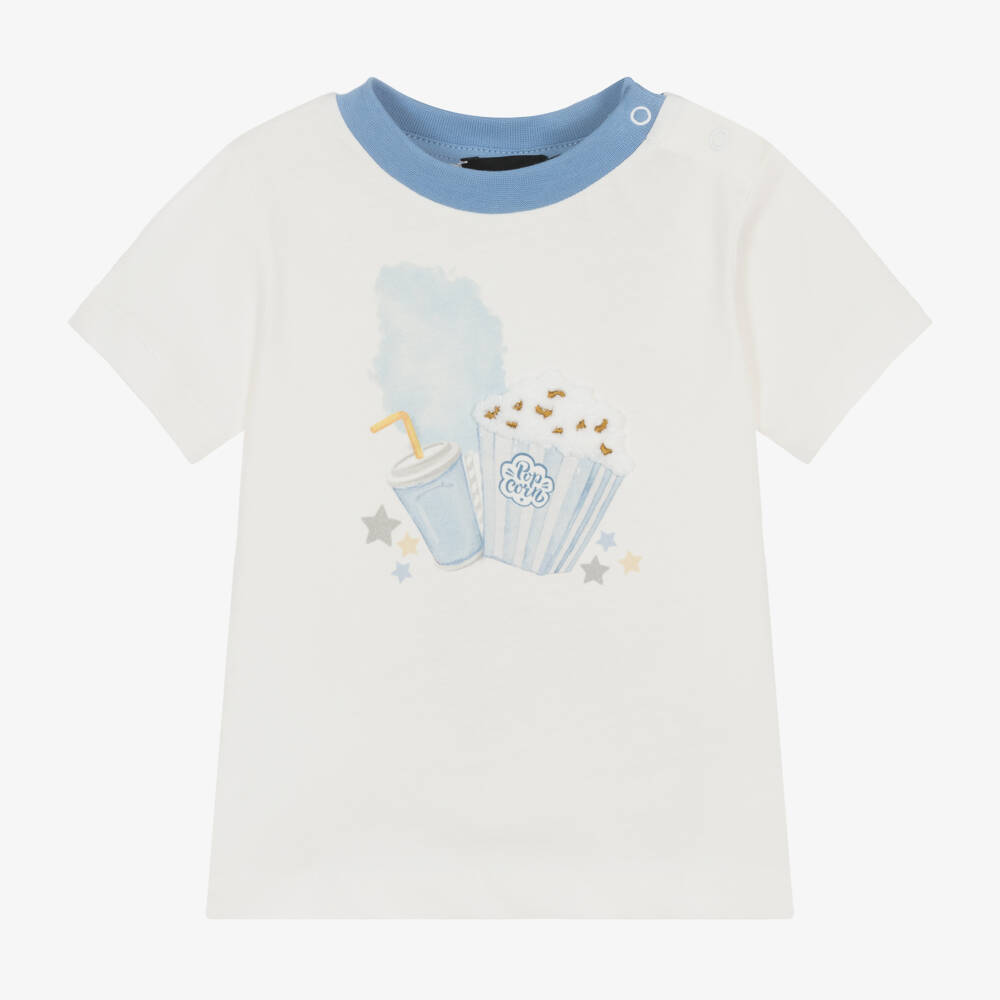 Monnalisa-Boys Short Sleeve Ivory Tee | Childrensalon Outlet