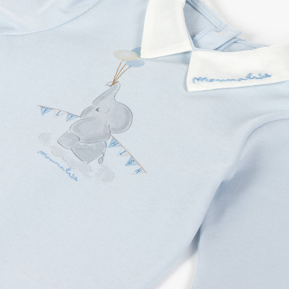 Monnalisa-Boys Soft Blue Dumbo Sleepsuit | Childrensalon Outlet