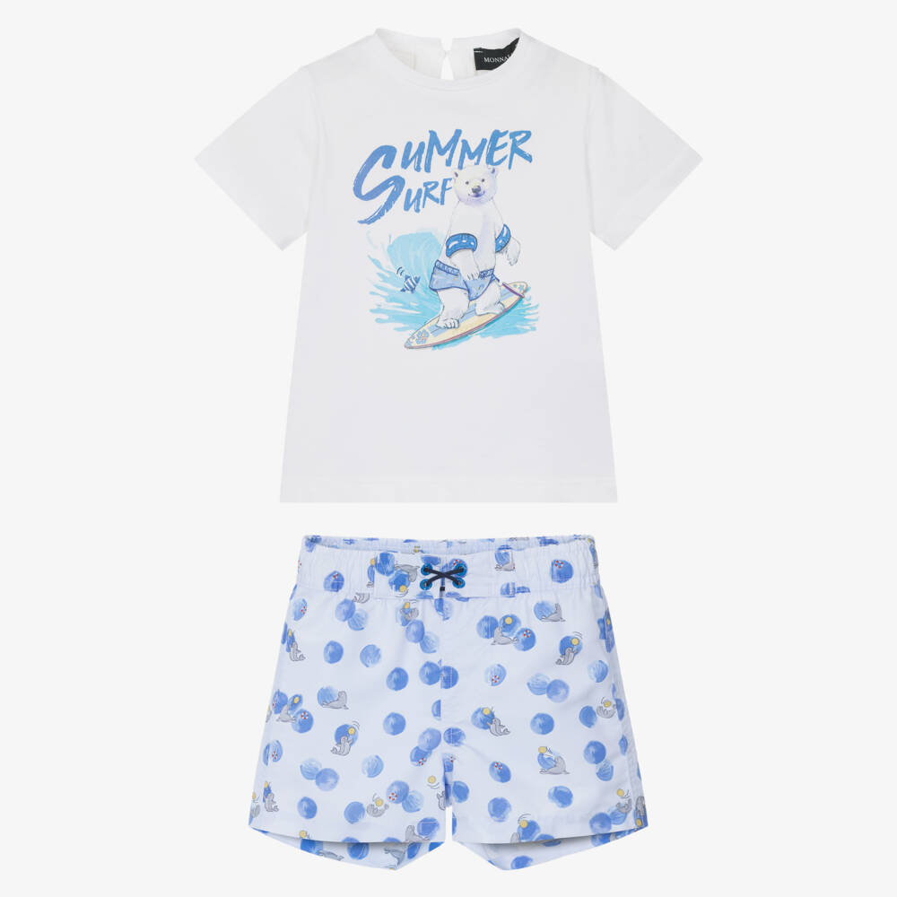 Monnalisa-Boys Surf Blue Shorts Ensemble | Childrensalon Outlet