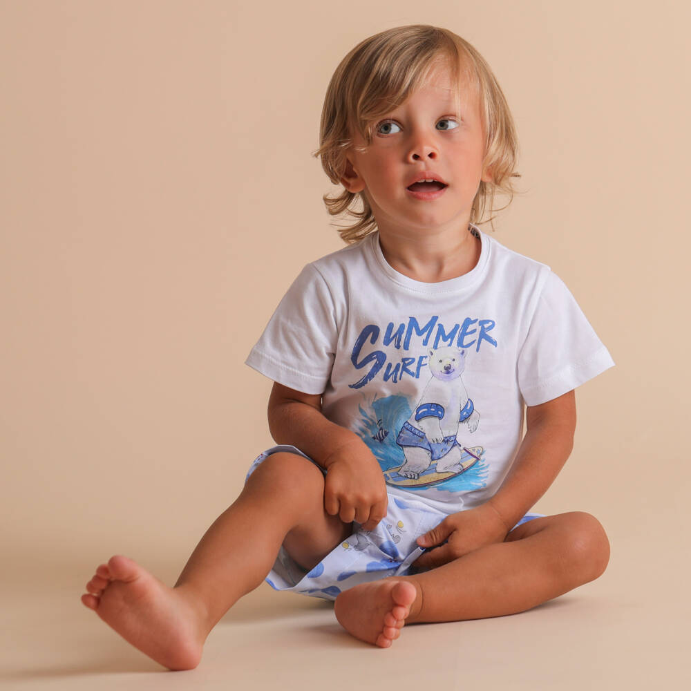 Monnalisa-Boys Surf Blue Shorts Ensemble | Childrensalon Outlet