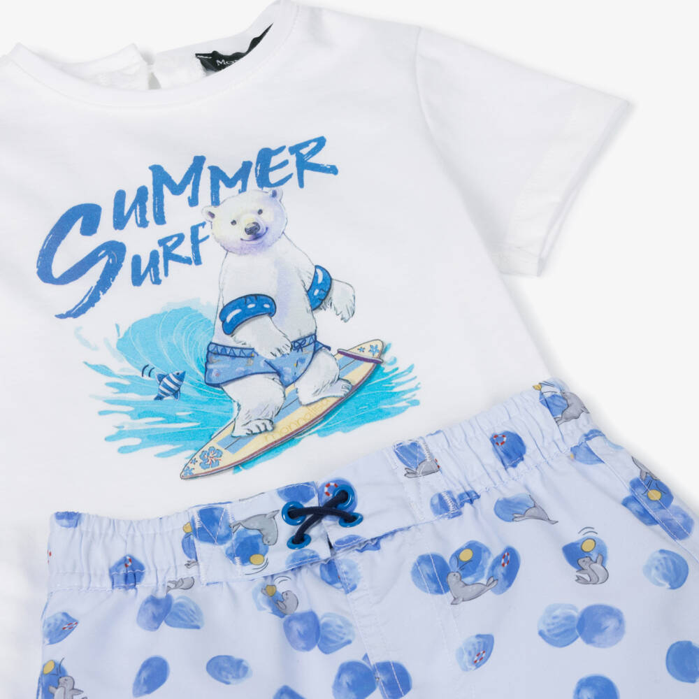 Monnalisa-Boys Surf Blue Shorts Ensemble | Childrensalon Outlet