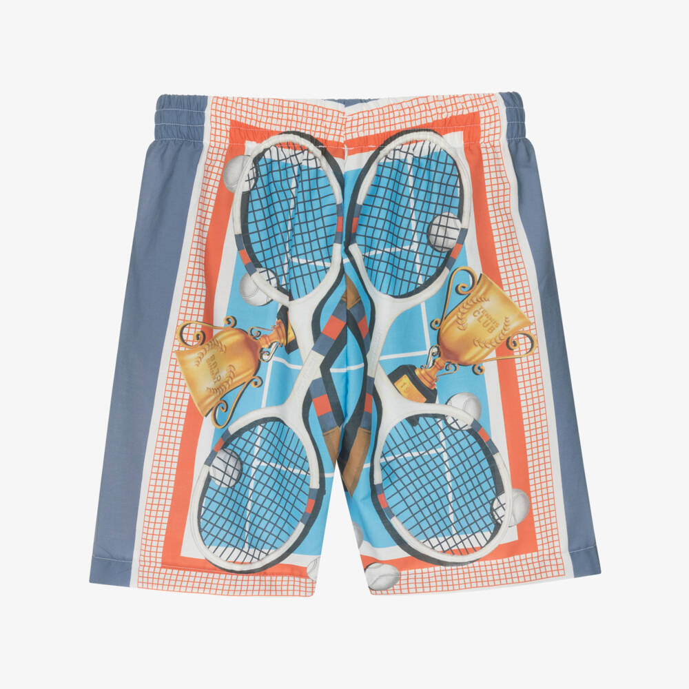 Monnalisa-Boys Tennis Motif Blue Shorts | Childrensalon Outlet