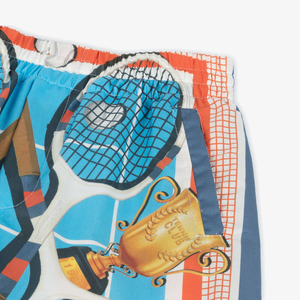 Monnalisa-Boys Tennis Motif Blue Shorts | Childrensalon Outlet