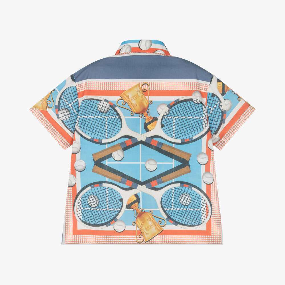 Monnalisa-Boys Vibrant Blue Cotton Tennis Shirt | Childrensalon Outlet