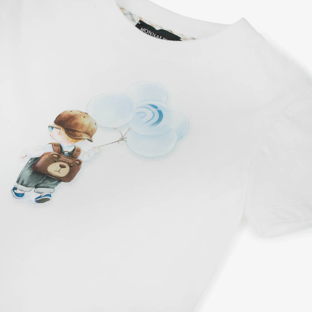 Monnalisa-تيشيرت مغامرات أبيض قطن نقي للأولاد | Childrensalon Outlet