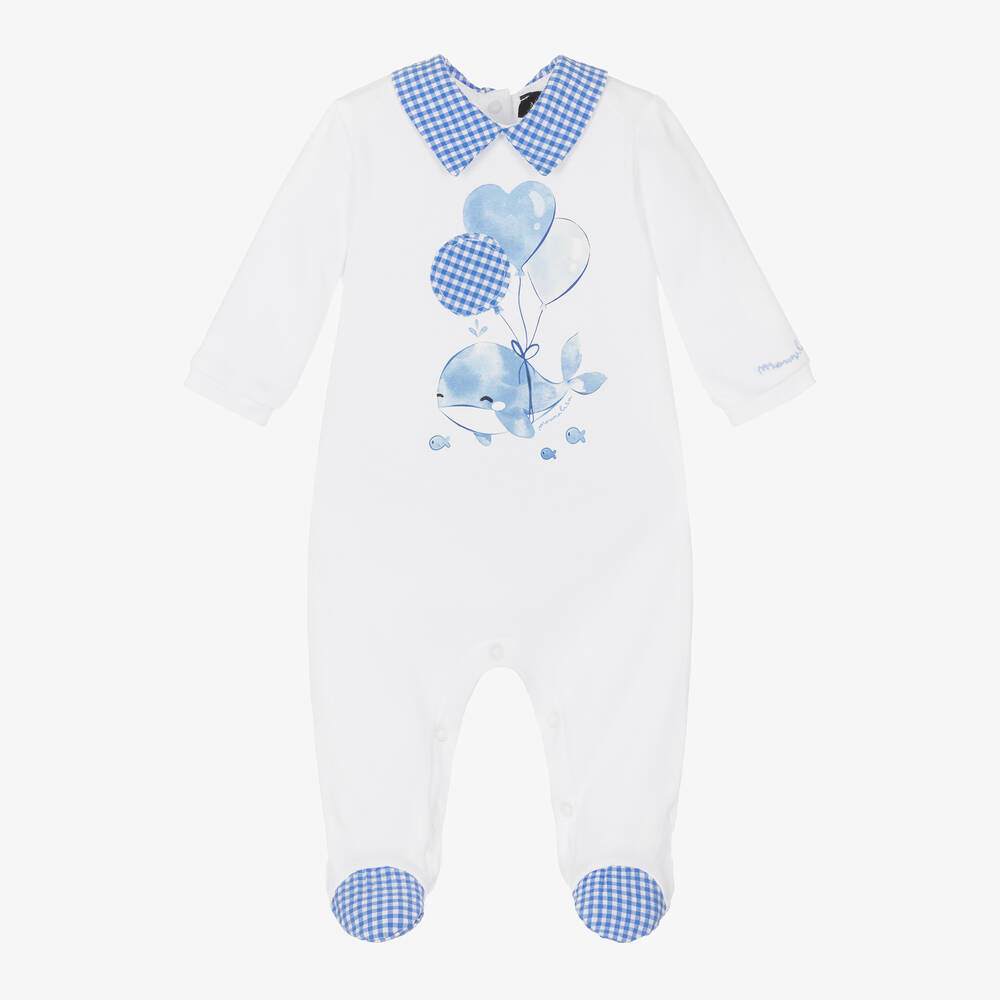 Monnalisa-Boys White Cotton Babygrow | Childrensalon Outlet