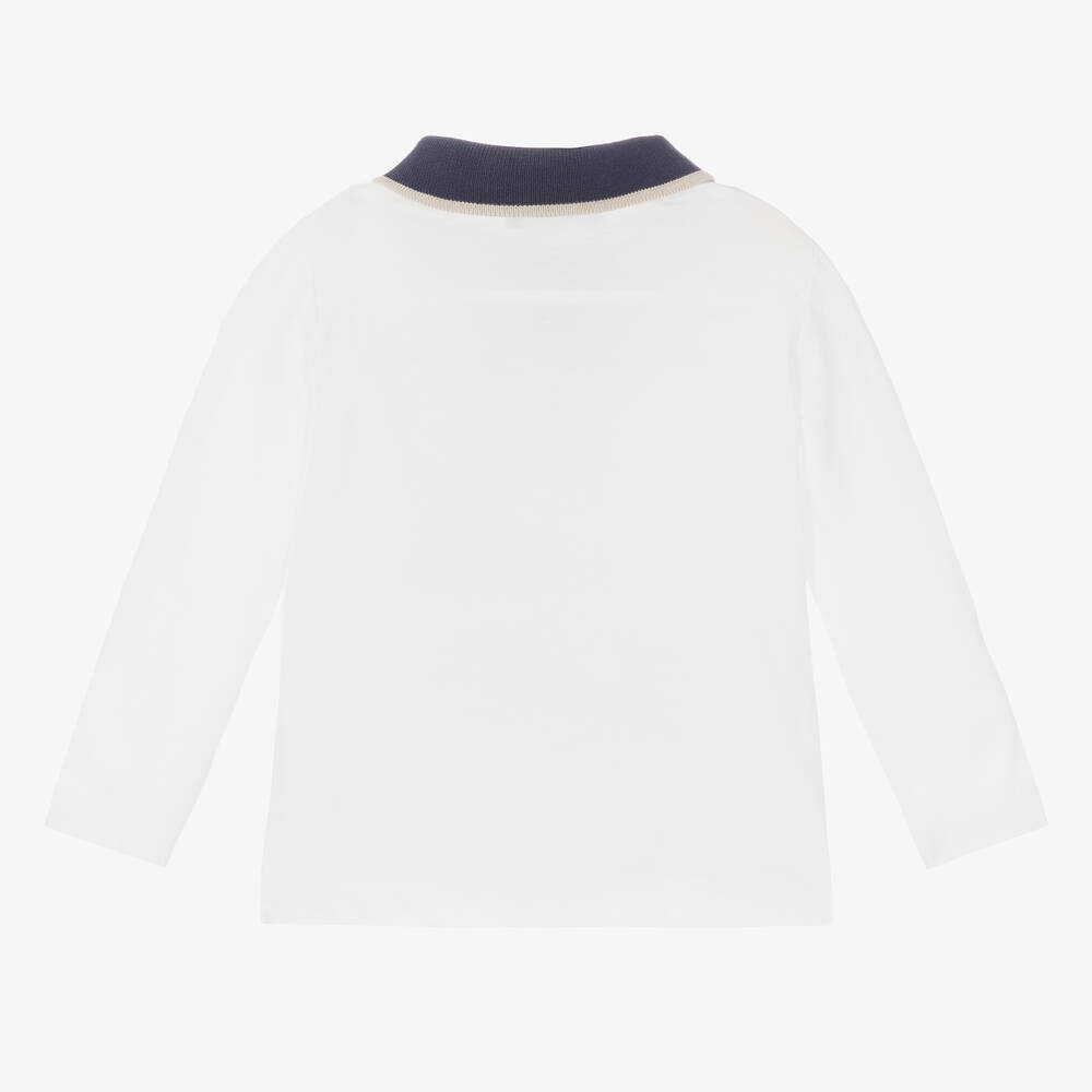 Monnalisa-Boys White Cotton Peanuts Polo Shirt | Childrensalon Outlet