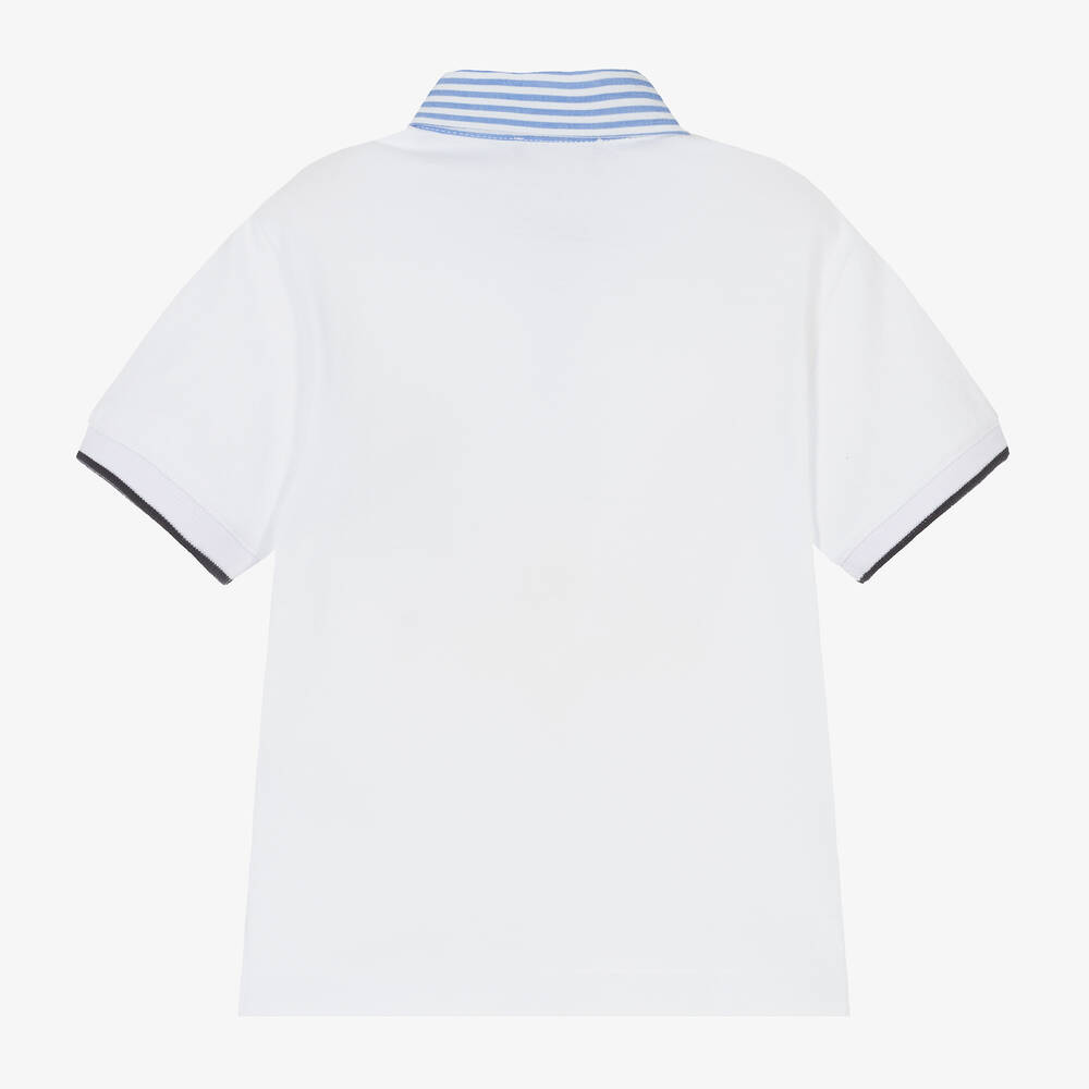 Monnalisa-Boys White Cotton Polo Shirt | Childrensalon Outlet
