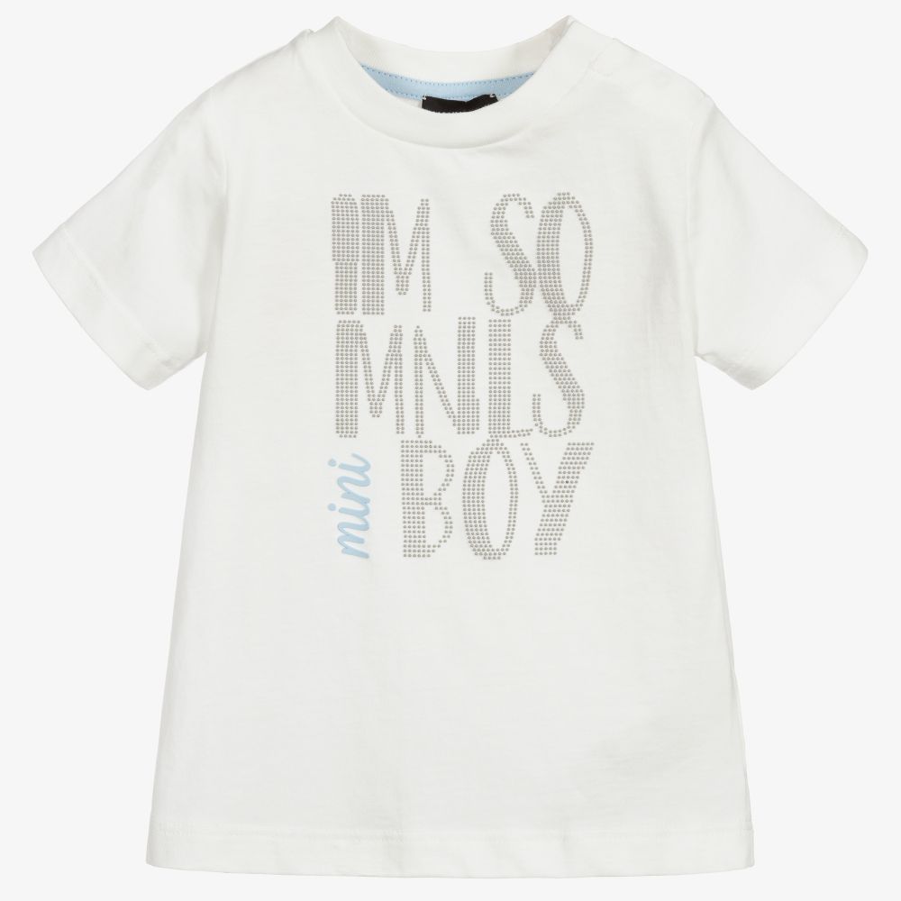 Monnalisa-Boys White Cotton T-Shirt | Childrensalon Outlet
