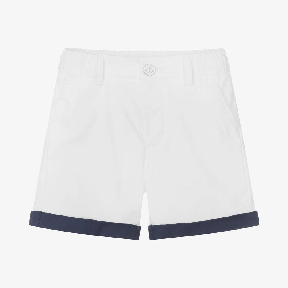 Monnalisa-Boys White Cotton Twill Shorts | Childrensalon Outlet