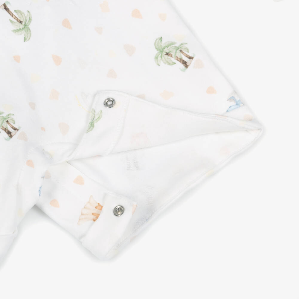 Monnalisa-Boys White Dinosaur Print Cotton Jersey Shortie | Childrensalon Outlet