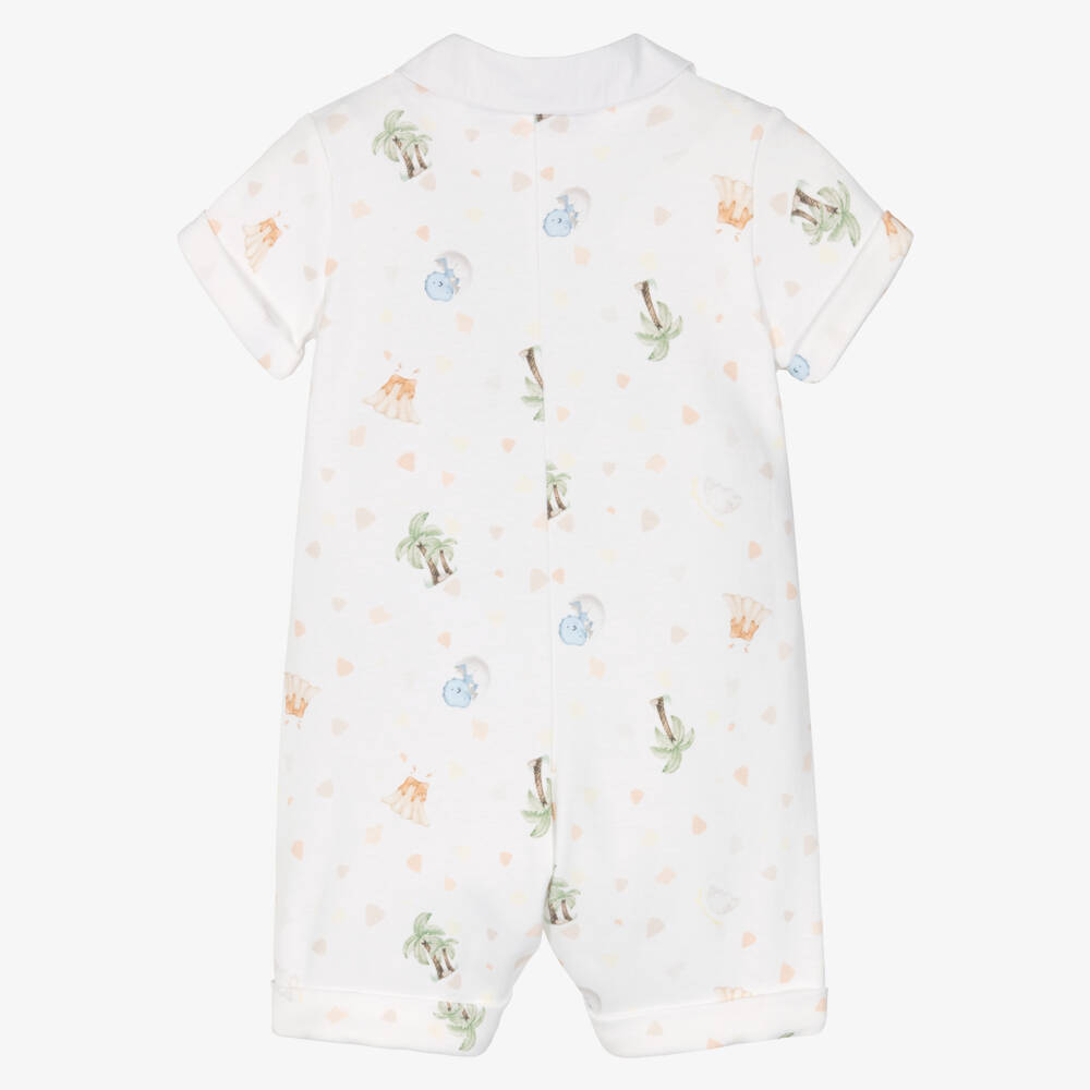 Monnalisa-Boys White Dinosaur Print Cotton Jersey Shortie | Childrensalon Outlet
