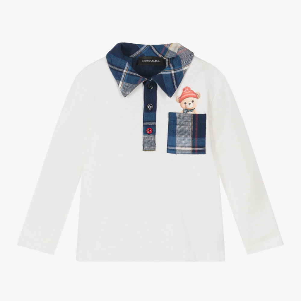 Monnalisa-Boys White Piqué Polo Shirt | Childrensalon Outlet