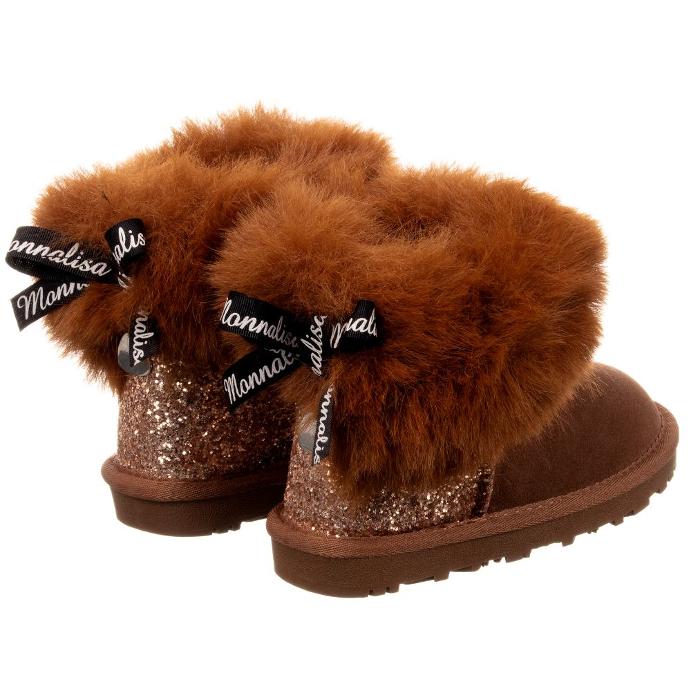Monnalisa-Brown Suede Ankle Boots | Childrensalon Outlet