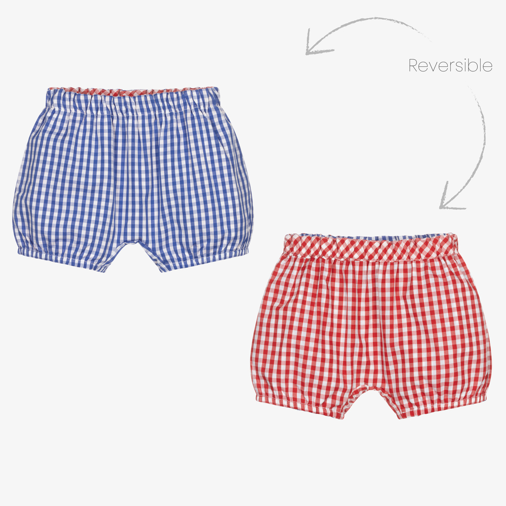 Monnalisa-طقم شورت قطن لون أزرق وأبيض وأحمر للمواليد | Childrensalon Outlet