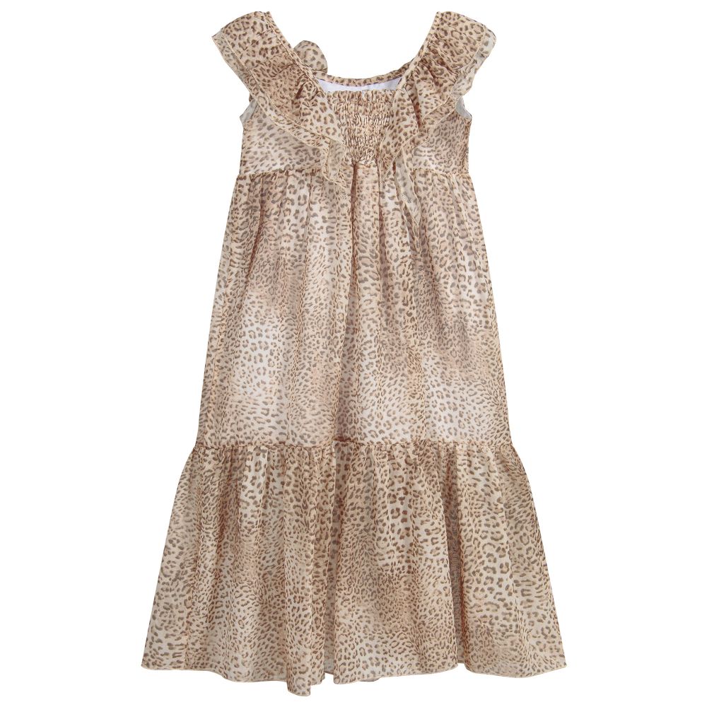 Monnalisa-Cotton Leopard Maxi Dress  | Childrensalon Outlet