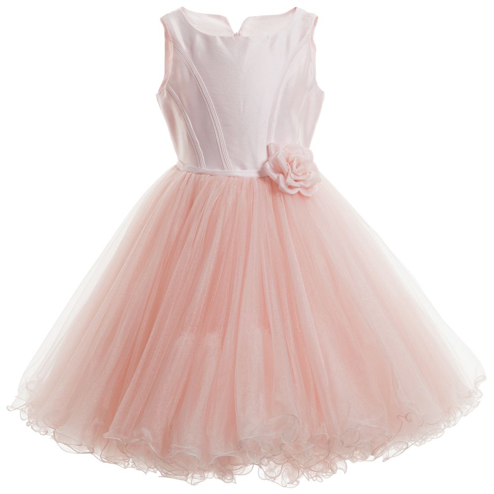 Monnalisa Chic - Couture Pink Silk & Tulle Dress | Childrensalon