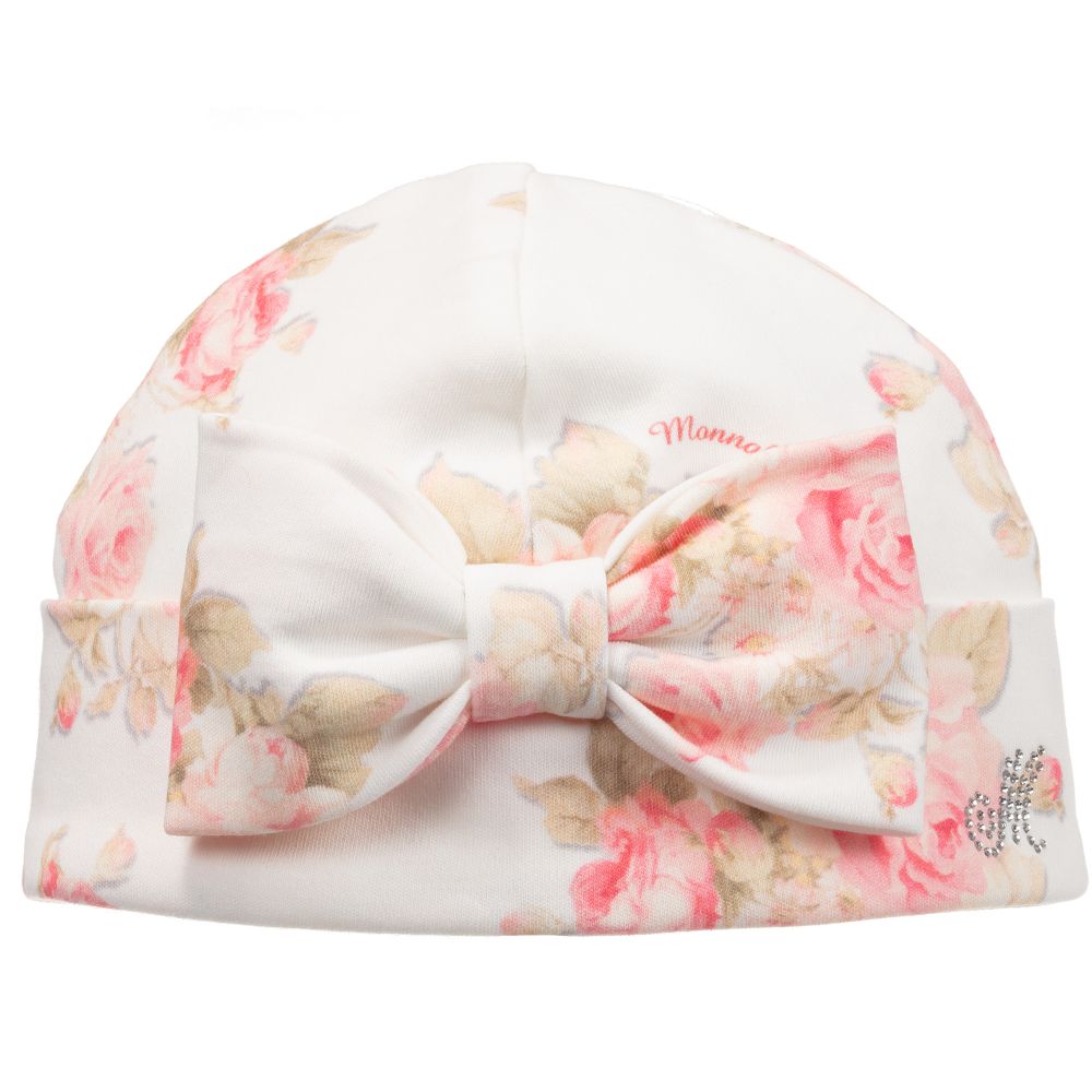 Monnalisa Бебе-Floral Cotton Jersey Baby Hat | Childrensalon Outlet