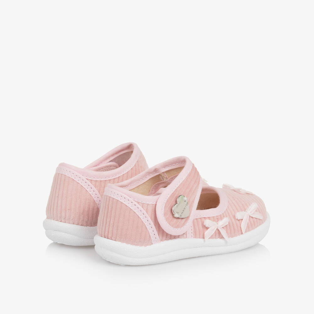 Monnalisa-Girl Pink Corduroy Bow Bar Shoes | Childrensalon Outlet