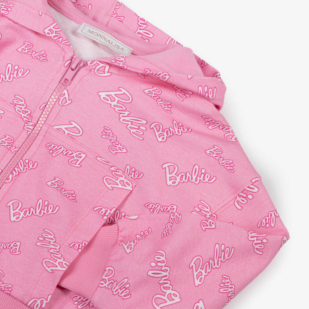 Monnalisa-Girls Barbie Pink Jersey Hoodie | Childrensalon Outlet