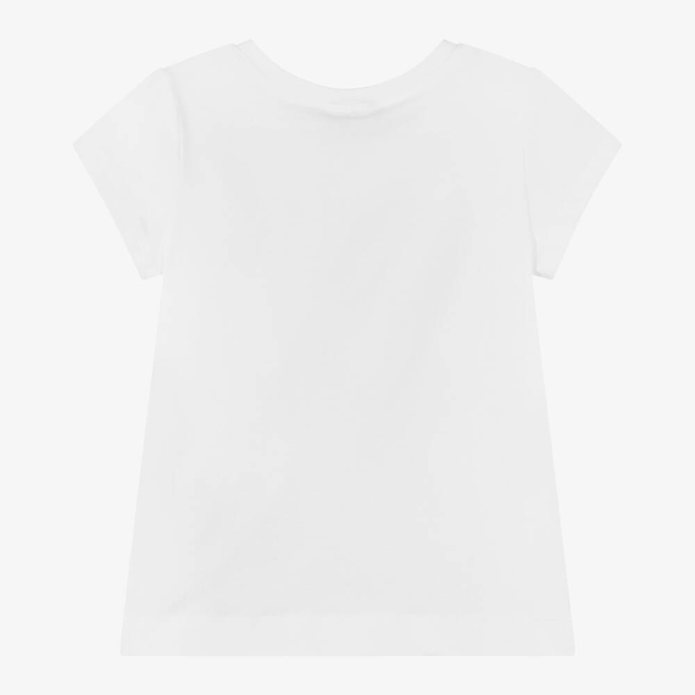 Monnalisa-Girls Beachy White Cotton Tee | Childrensalon Outlet