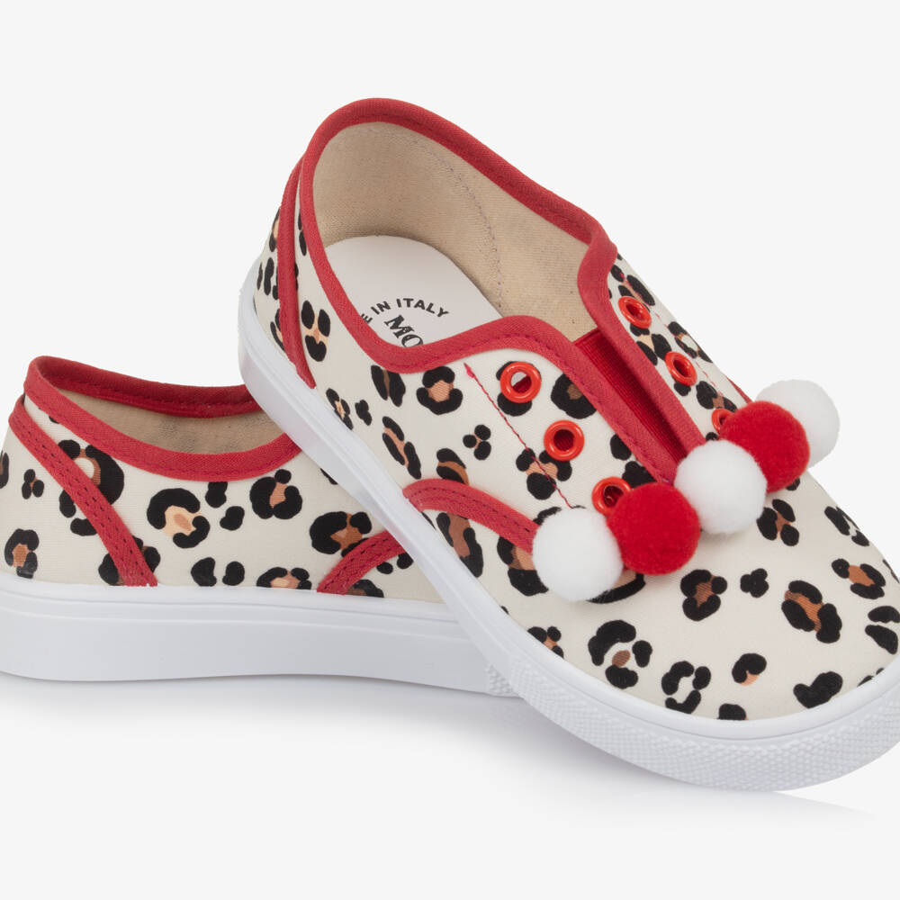 Monnalisa-Girls Beige Canvas Wild Step Sneakers | Childrensalon Outlet
