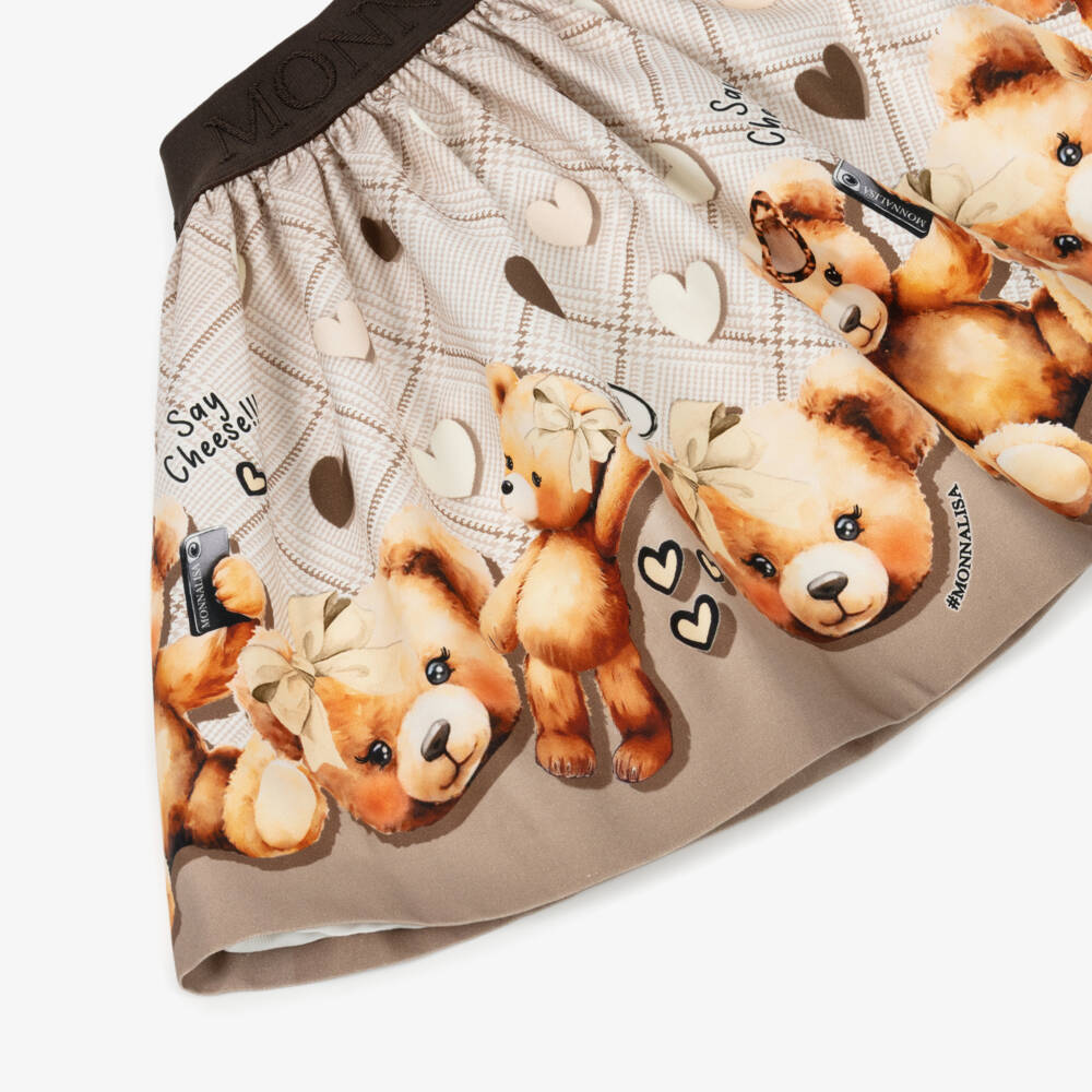 Monnalisa-Girls Beige Cotton Teddy Skirt | Childrensalon Outlet