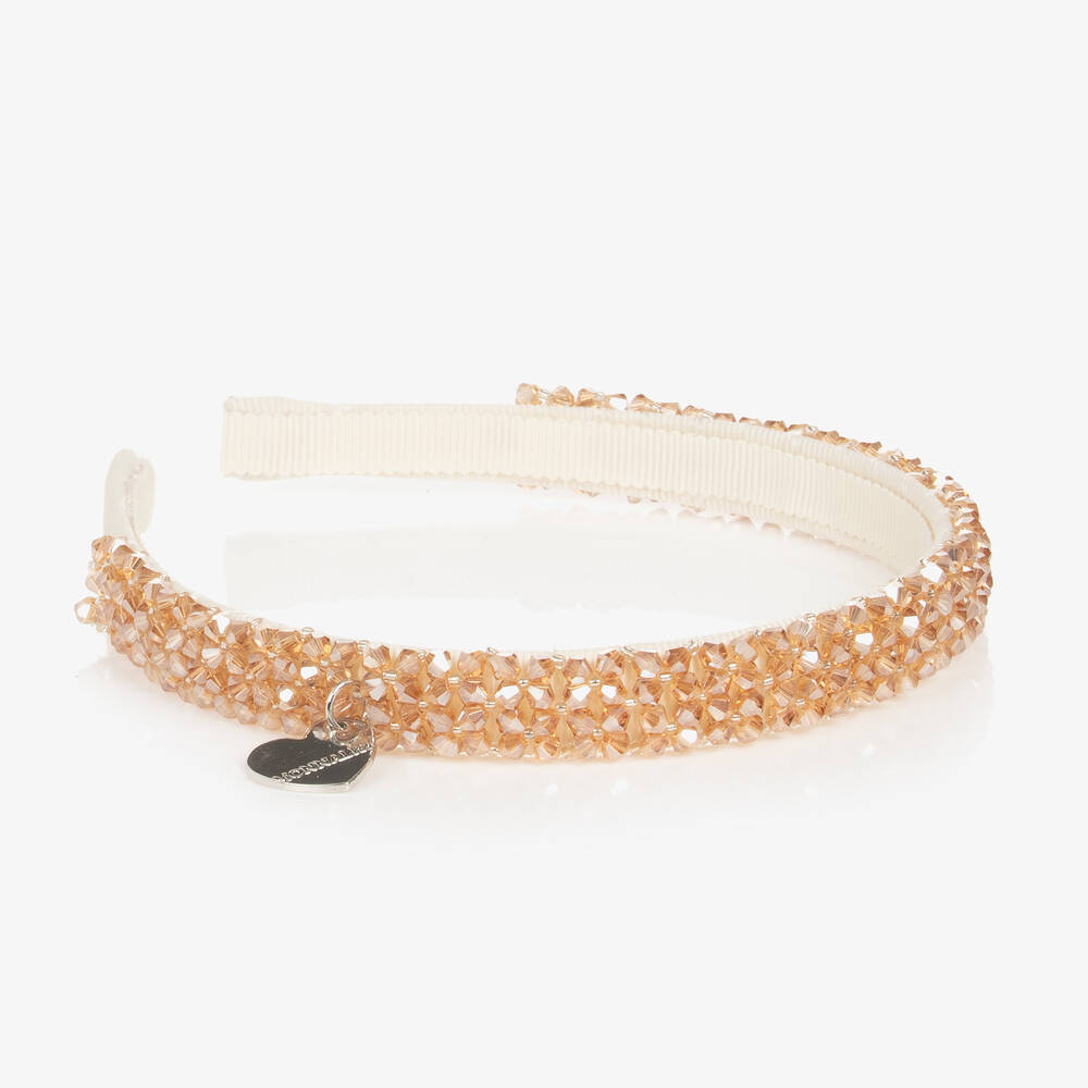 Monnalisa-Бежевый ободок с кристаллами | Childrensalon Outlet