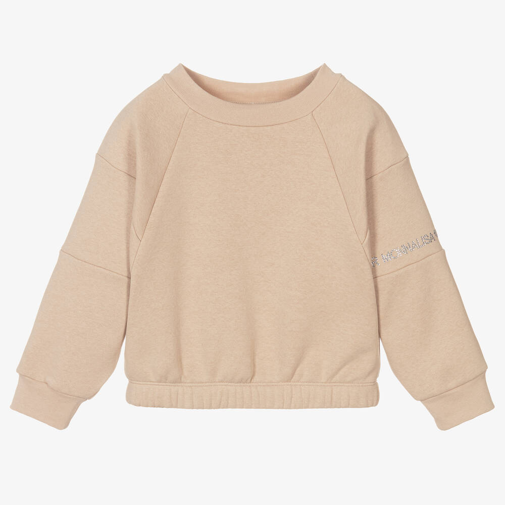Monnalisa - Beiges Sweatshirt mit Strass | Childrensalon