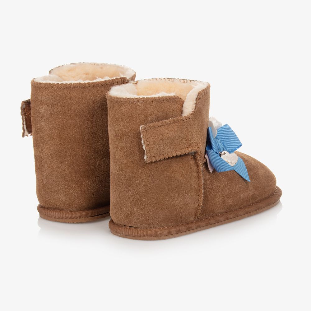Monnalisa-Girls Beige Faux Suede Boots  | Childrensalon Outlet
