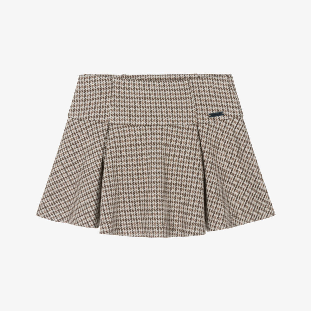 Monnalisa-Юбка в клетку с плиссировкой бежевого цвета для девочек | Childrensalon Outlet
