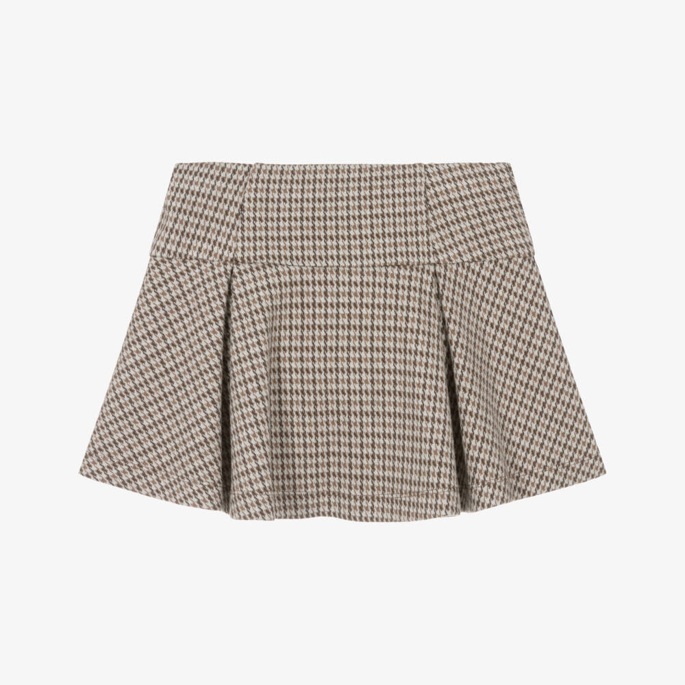 Monnalisa-Юбка в клетку с плиссировкой бежевого цвета для девочек | Childrensalon Outlet