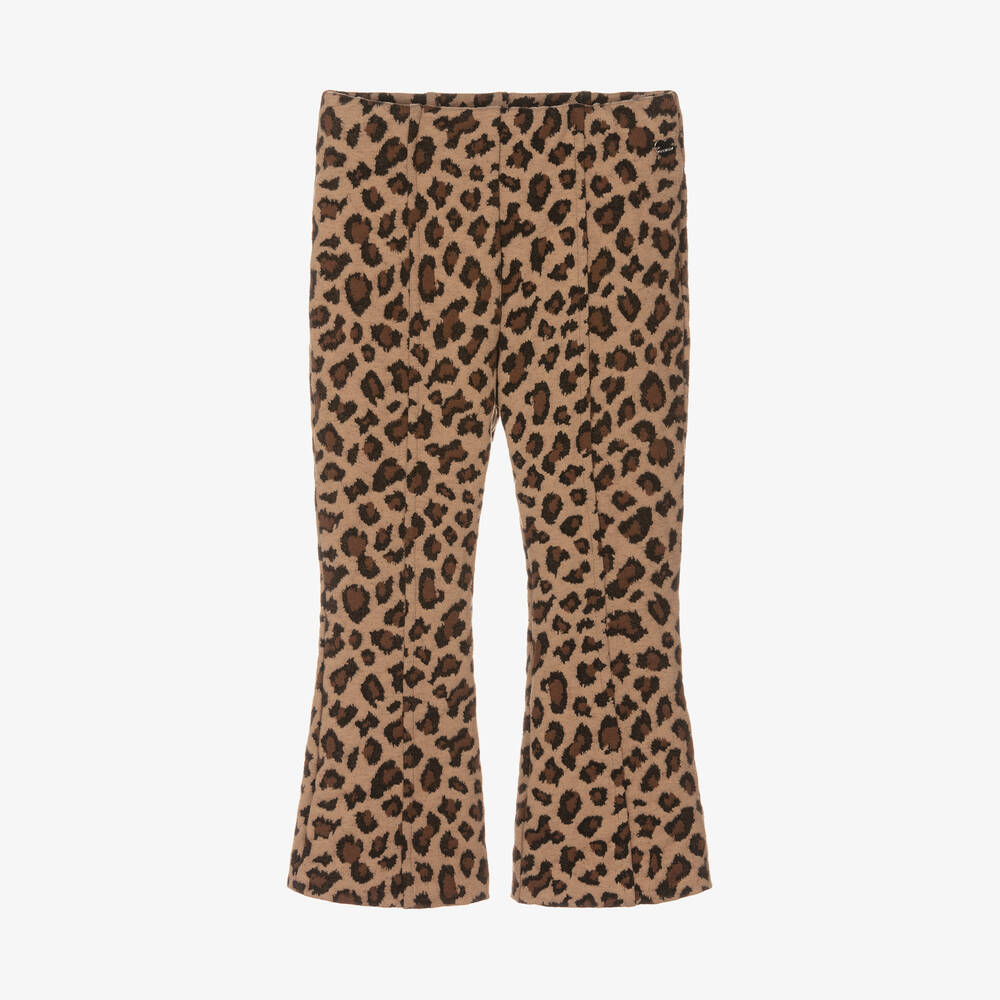 Monnalisa - Girls Beige Leopard Print Trousers | Childrensalon