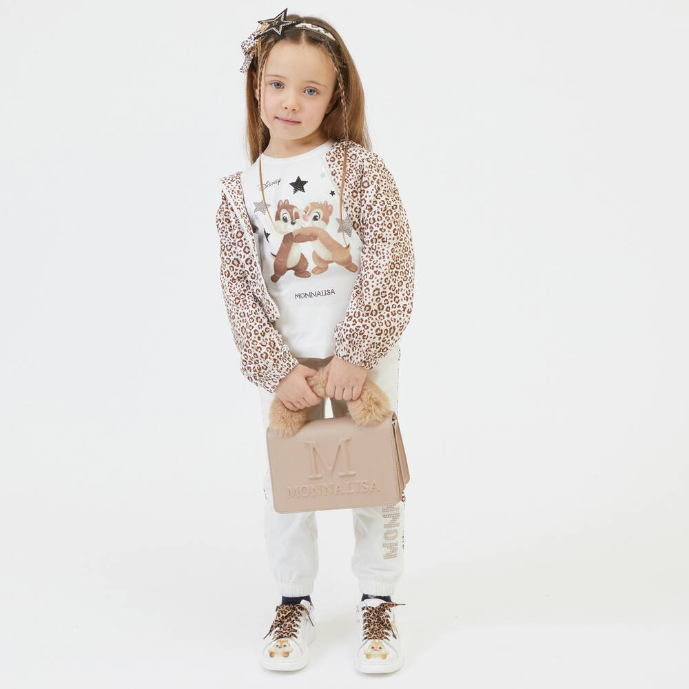 Monnalisa-Girls Beige Leopard Zip-Up Top | Childrensalon Outlet