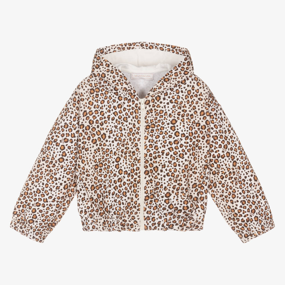 Monnalisa - Haut beige zippé léopard Fille | Childrensalon