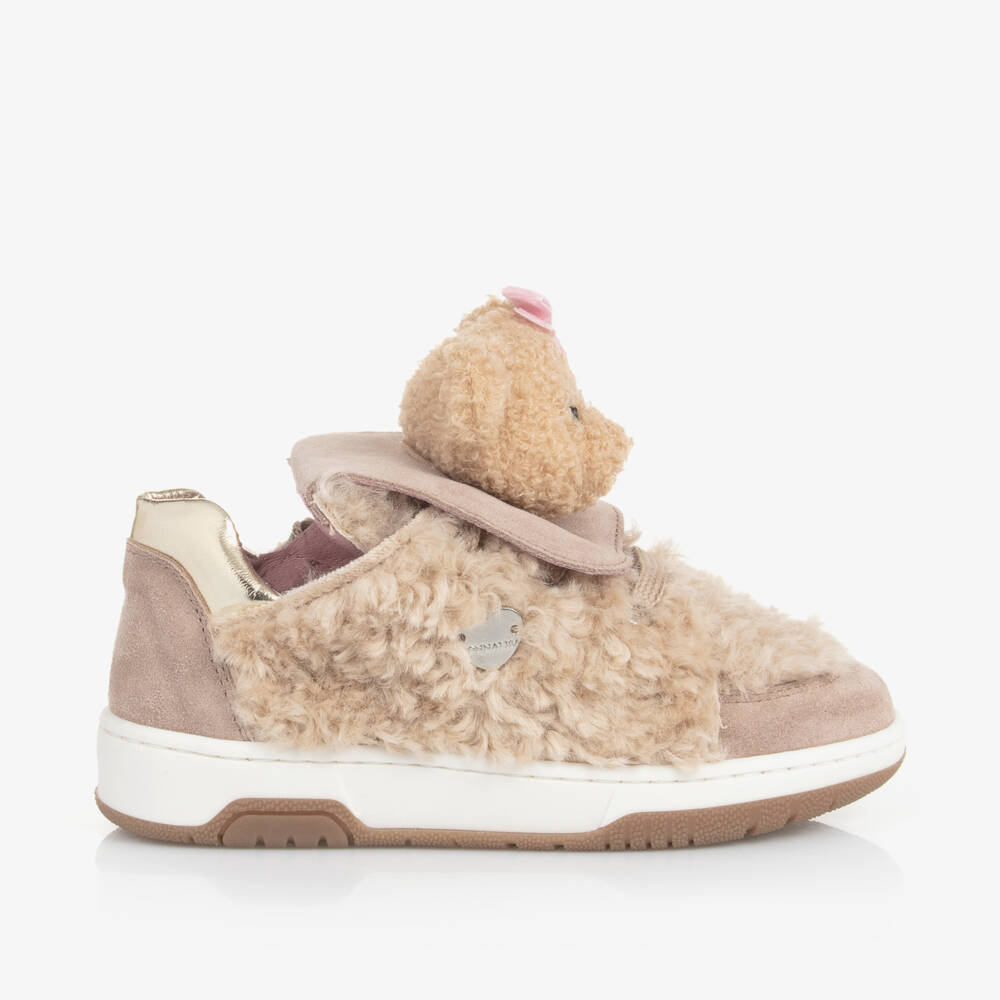 Monnalisa-Girls Beige Teddy Bear Shoes | Childrensalon Outlet