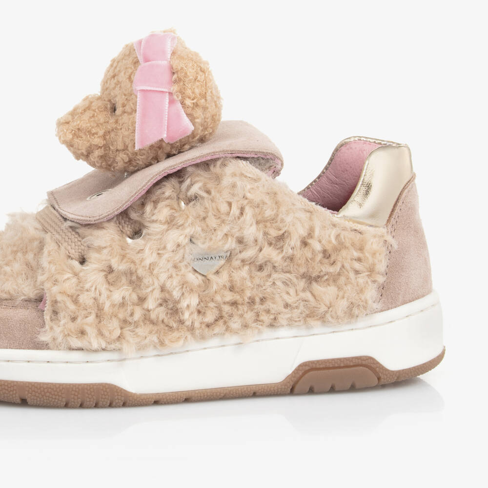 Monnalisa-Girls Beige Teddy Bear Shoes | Childrensalon Outlet