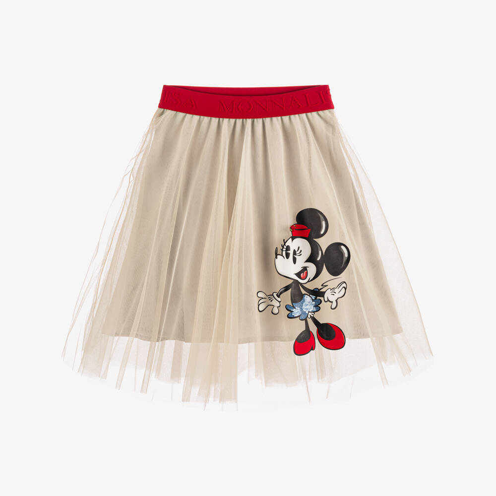Monnalisa-Girls Beige Tulle Minnie Skirt | Childrensalon Outlet