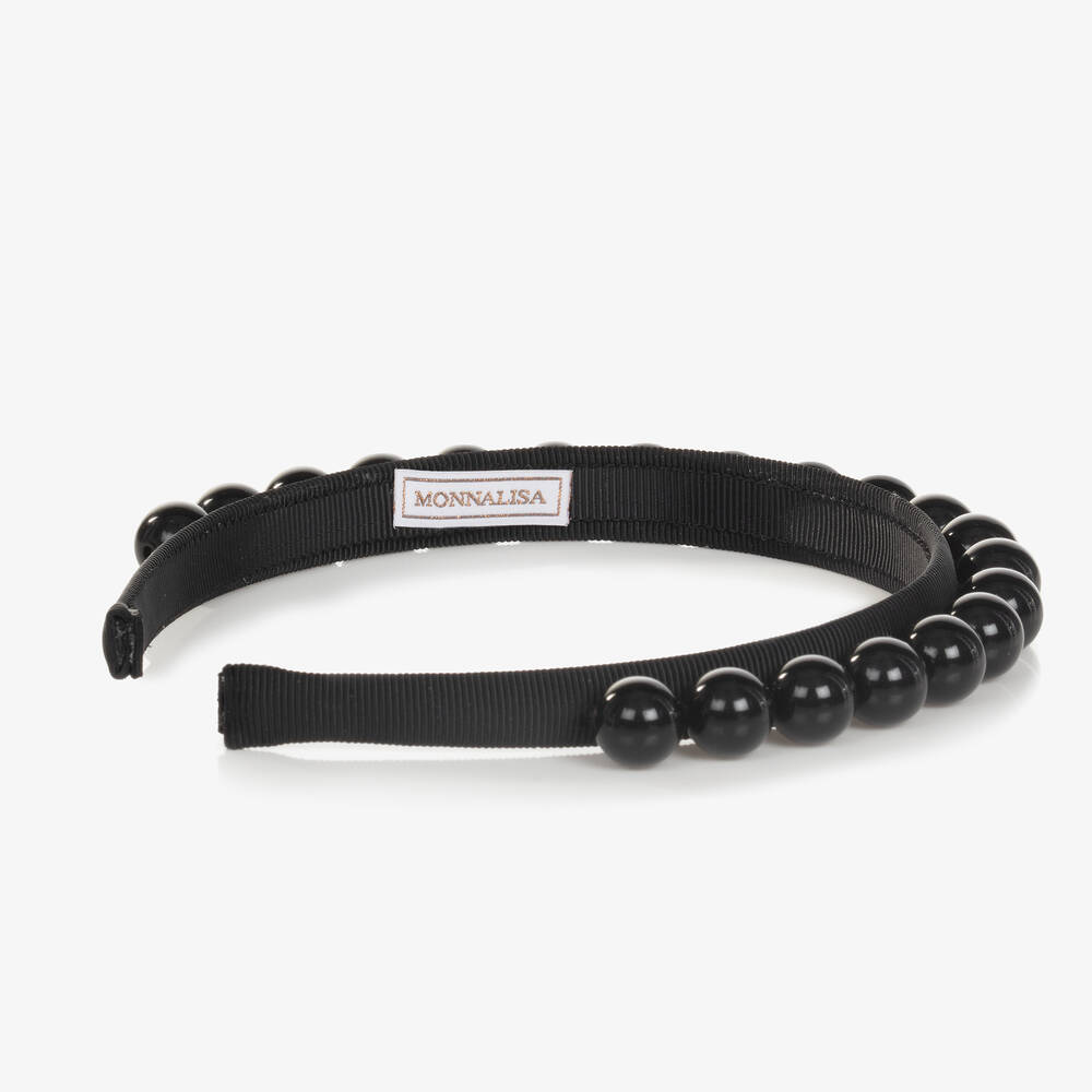 Monnalisa-Girls Black Beaded Hairband | Childrensalon Outlet