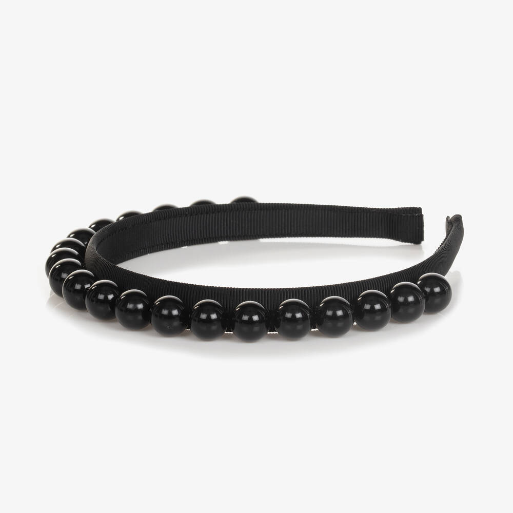 Monnalisa-Girls Black Beaded Hairband | Childrensalon Outlet