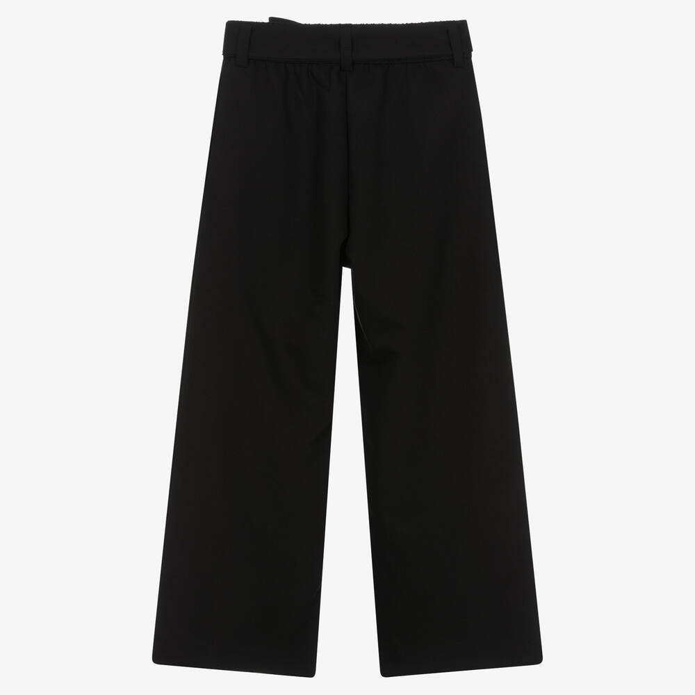 Monnalisa Chic-Girls Black Belted Wide Leg Trousers | Childrensalon Outlet
