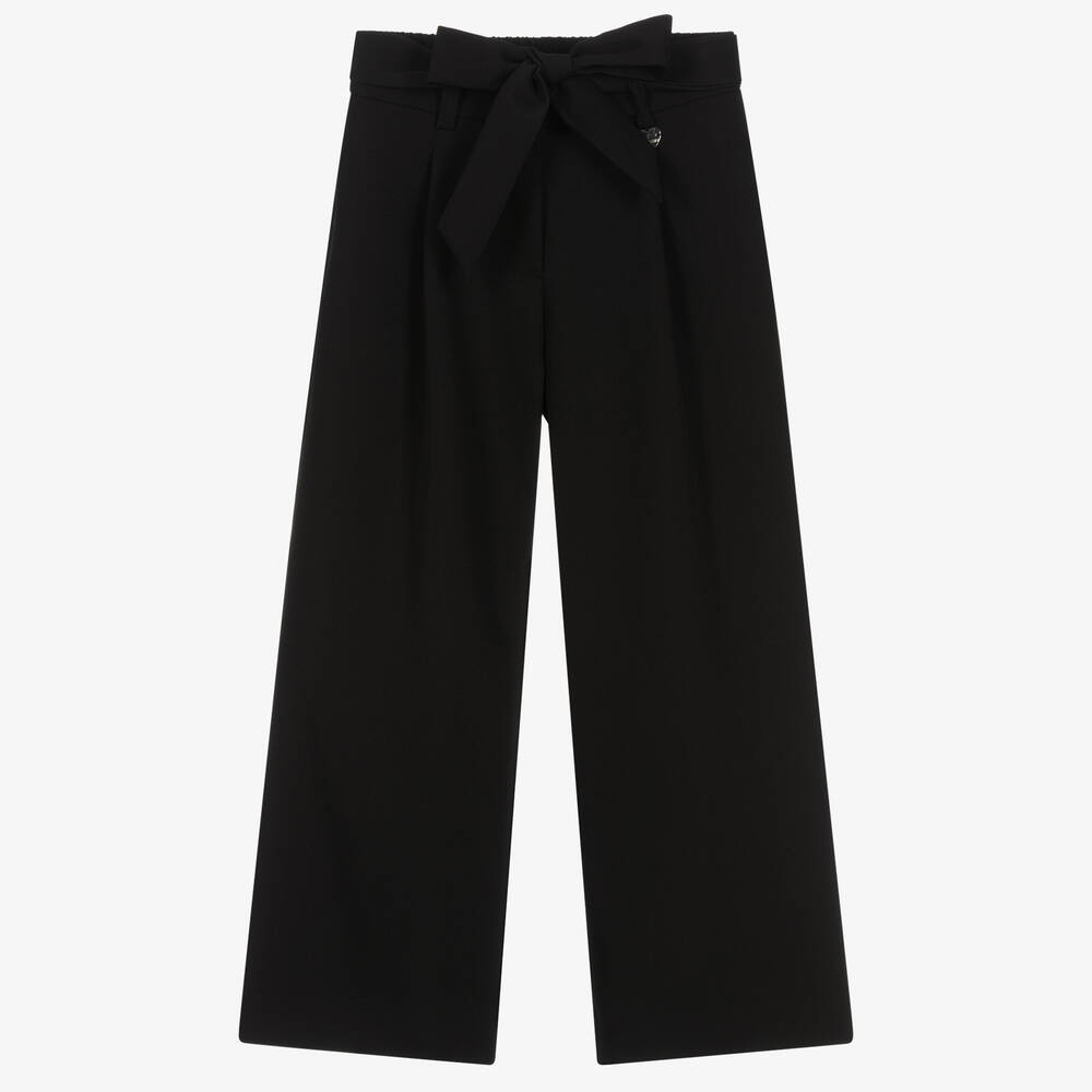 Monnalisa Chic - Pantalon large noir à ceinture | Childrensalon