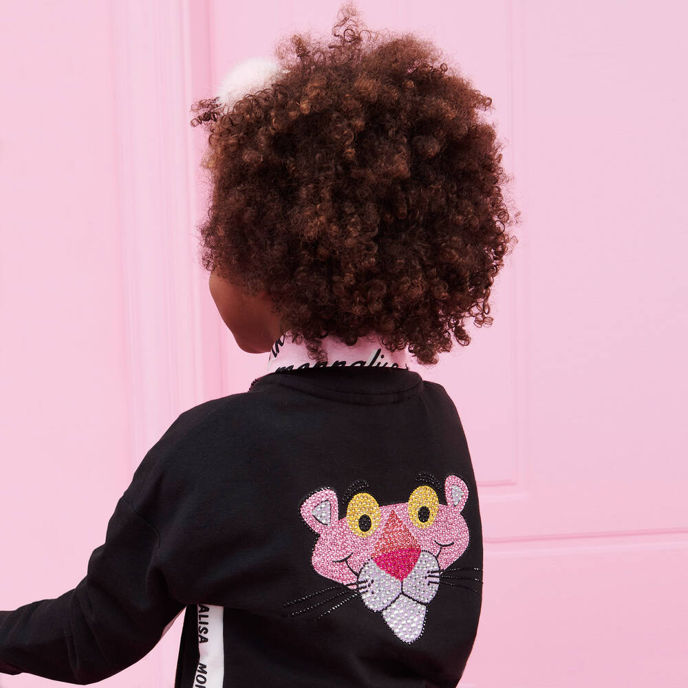 Monnalisa-توب بسحّاب قطن جيرسي لون أسود للبنات | Childrensalon Outlet