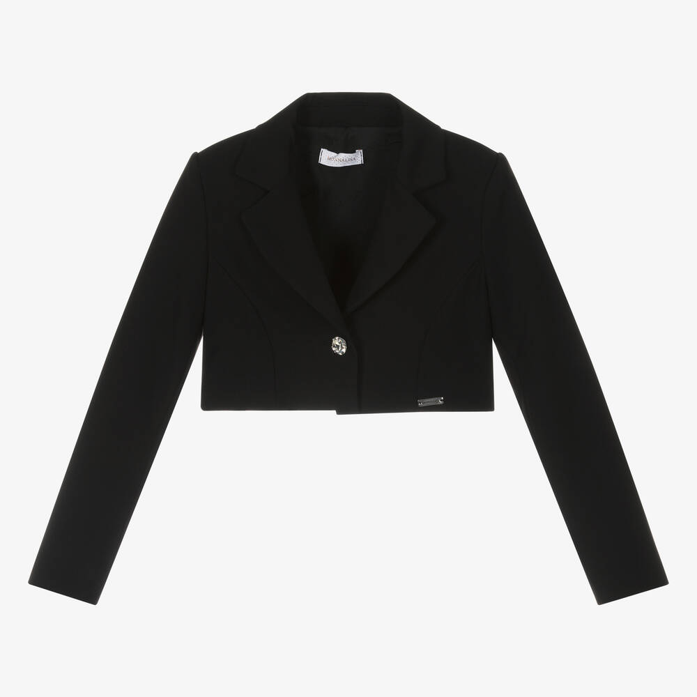 Monnalisa - Girls Black Cropped Blazer | Childrensalon