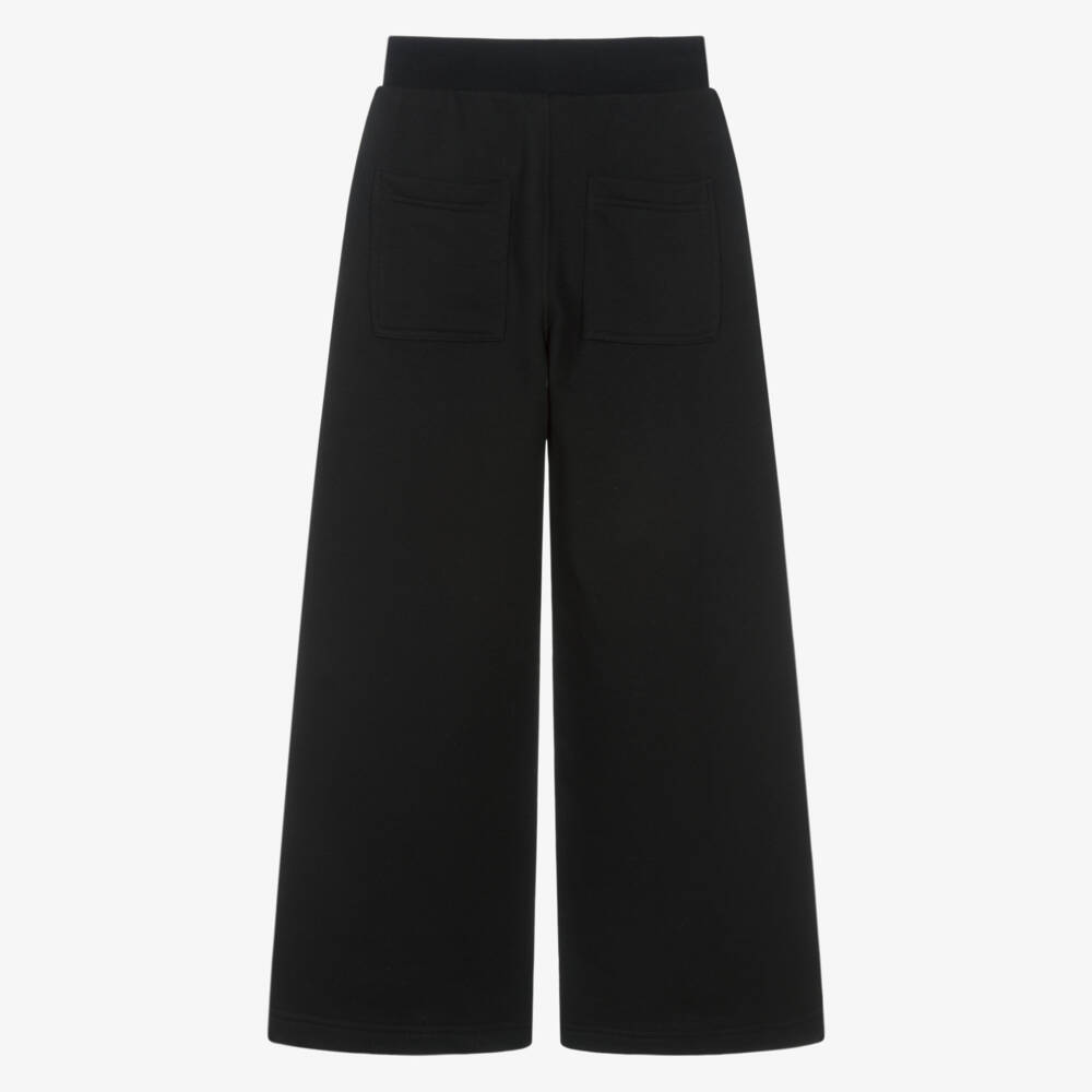 Monnalisa Chic-بنطلون رياضي قطني أسود مزين بالورود للبنات | Childrensalon Outlet