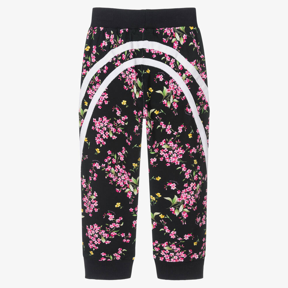 Monnalisa-Черные джоггеры с цветами для девочек | Childrensalon Outlet