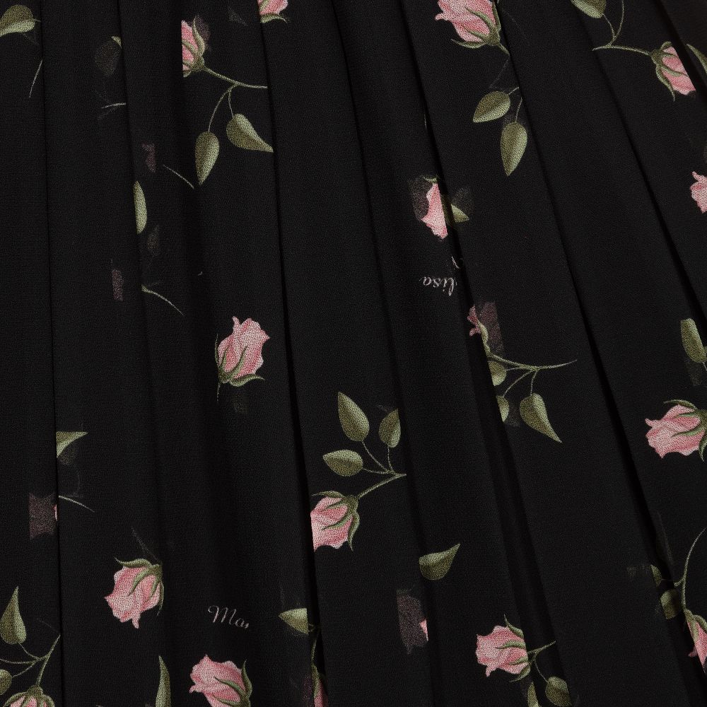 Monnalisa-Girls Black Floral Print Skirt | Childrensalon Outlet