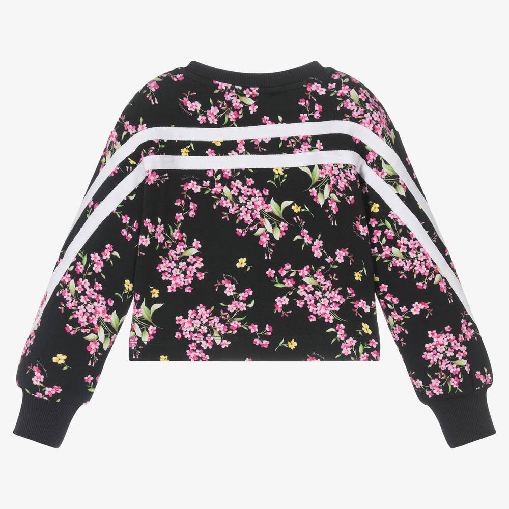 Monnalisa Girls Black Floral Sweatshirt Childrensalon Outlet