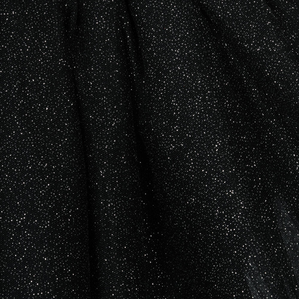 Monnalisa-فستان شبك وتول غليتر لون أسود | Childrensalon Outlet