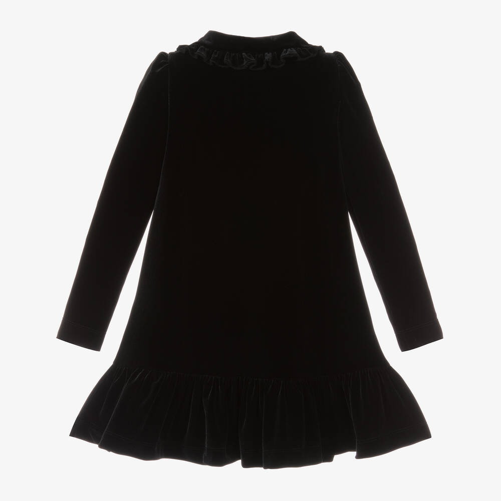 Monnalisa-فستان قطيفة لون أسود | Childrensalon Outlet